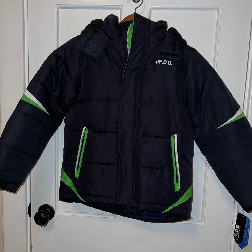 F.O.G. Black and Green Puffer Jacket